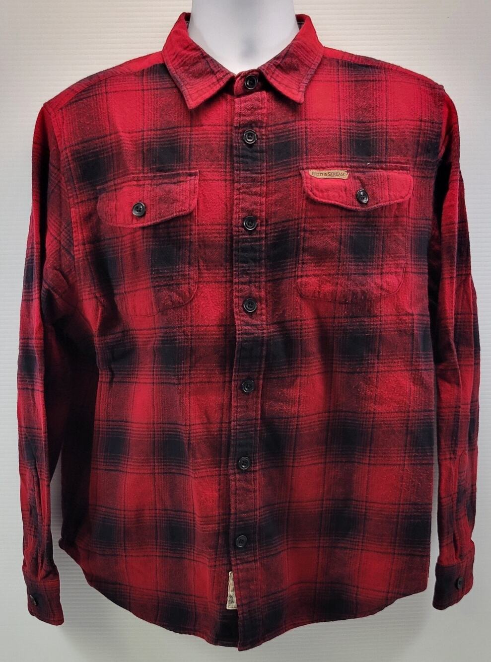 II) Field & Stream Men Red Plaid Button Down Long Sleeve Cotton Shirt XL